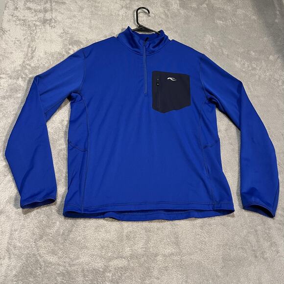 Kjus Pullover Mens Large Blue Hydraulic Half Zip Performance Stretch Outdoor Top - Picture 1 of 6